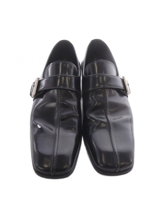 Prada Leather Belt Loafers Square Toe 7.5 Black main image 4